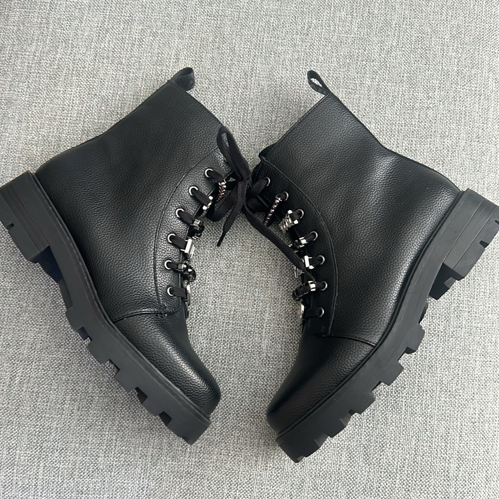 Karl Lagerfeld Paris Women's Maple Embellished Combat Booties Size 8 M - Picture 3 of 8